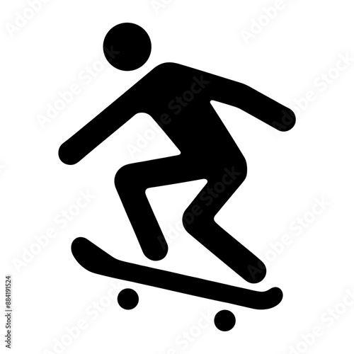 "Dynamic Skateboarding Silhouette: Capturing the Thrill and Agility of a Skater in Motion - Skateboard Icon Vector"