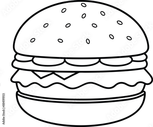 hand drawn illustration of a cartoon hamburger. burger doodle
