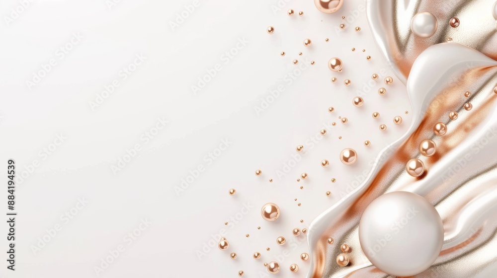 Fototapeta premium Luxurious Metallic 3D Banner Designs in Gold and Rose Gold on White Background for Sophisticated Concepts