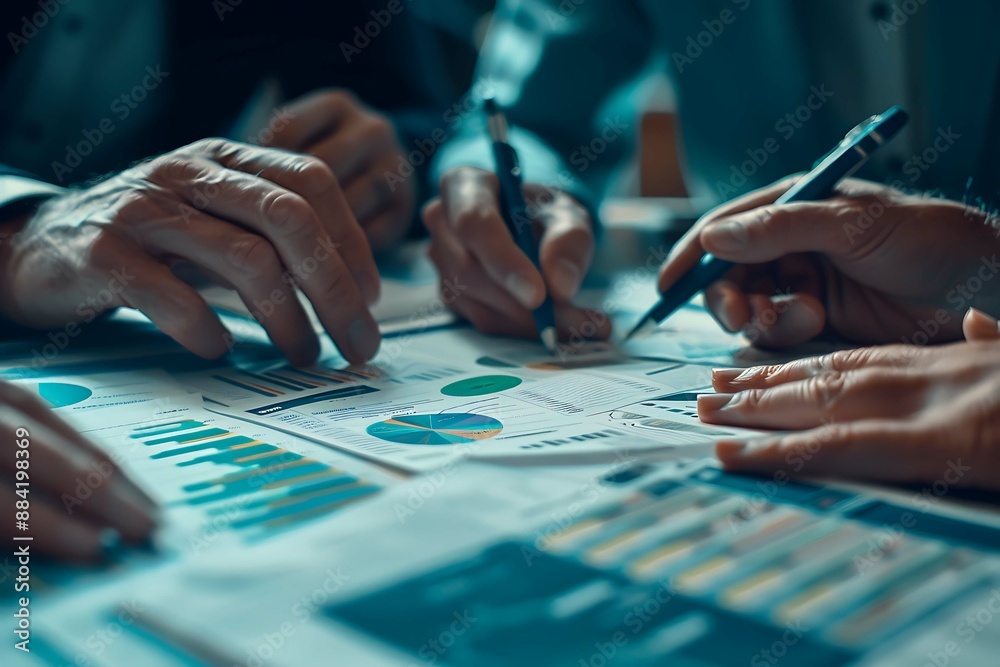 A team of professionals collaborating on a financial project, actively discussing strategies and solutions. A team of professionals collaborating on a financial project, actively discussing strategies and solutions.