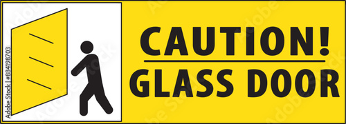 Glass door warning sign notice vector.eps
