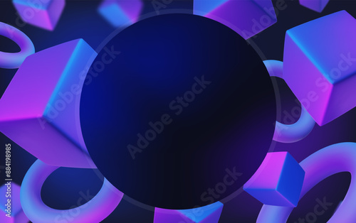 Abstract poster, brochure, flyer design background with cubes and toruses