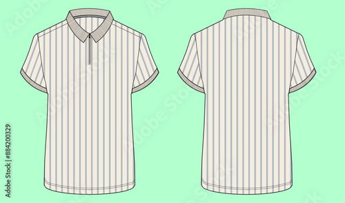 mens short sleeve pique polo fashion illustration flat sketch vector.