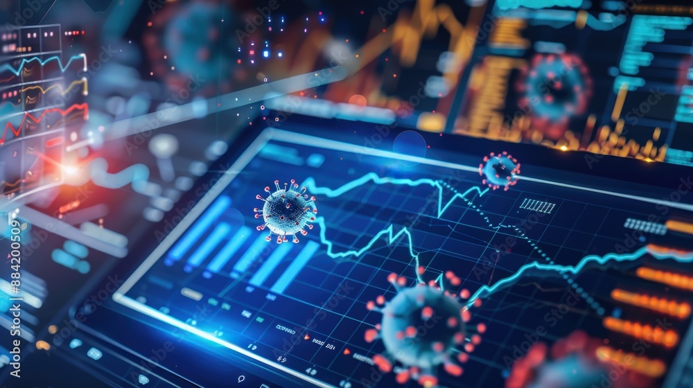 Obraz premium COVID-19 dashboard tracking cases and trends