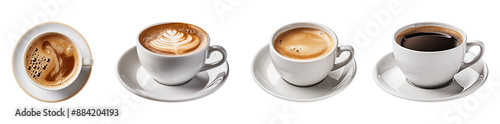 Set of coffee cups. Isolated on a transparent background.