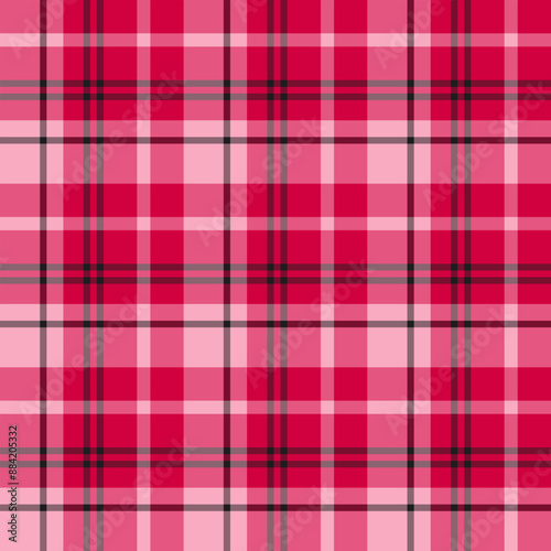 Seamless pattern in comfortable pink, scarlet and black colors for plaid, fabric, textile, clothes, tablecloth and other things. Vector image.