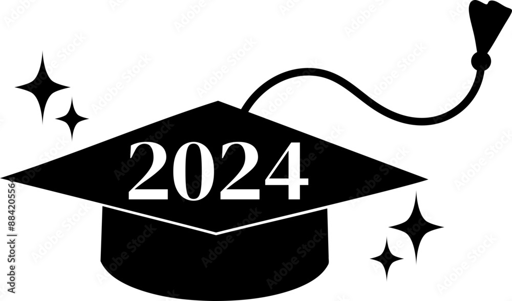 2024 Graduation Cap Vector Graphic Stock Vector | Adobe Stock