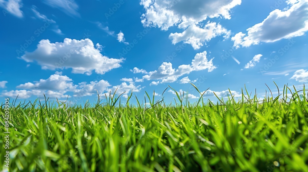 Obraz premium green fields The background is a clear blue sky