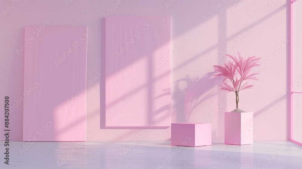 Light pink presentation boards in a corporate setting Light pink presentation boards in a corporate setting