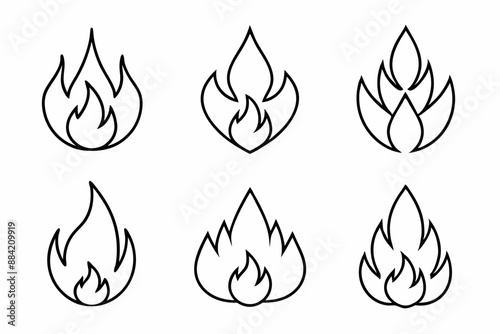 fire line icon, fire line art vector	set
