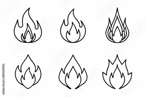 fire line icon, fire line art vector	set

