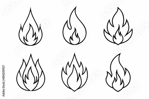 fire line icon, fire line art vector	set
