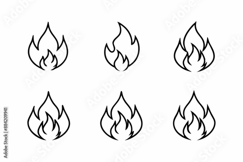 fire line icon, fire line art vector	set
