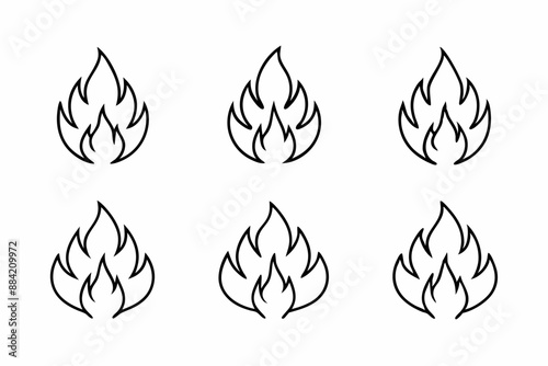 fire line icon, fire line art vector	set
