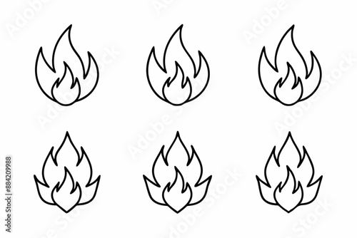 fire line icon, fire line art vector	set
