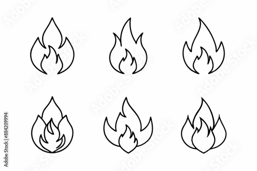 fire line icon, fire line art vector	set
