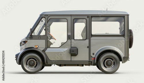 Side View of a Gray Electric Delivery Van