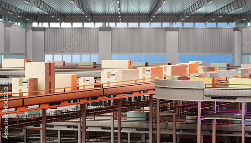 Conveyor with parcels. Indu...