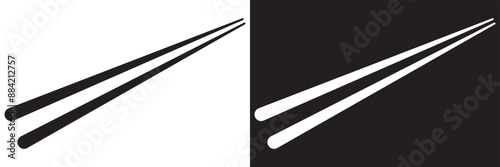 Icon chopstick japanese food, korea wood stick chinese sushi chop.  isolated on white and black background. vector . EPS 10