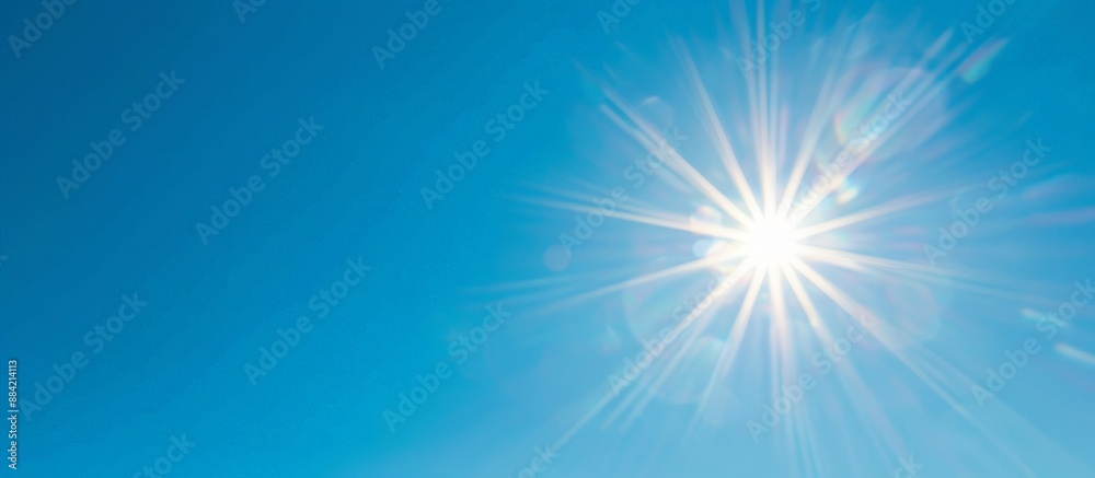 Bright sun shining brightly in clear blue sky Bright sun shining brightly in clear blue sky