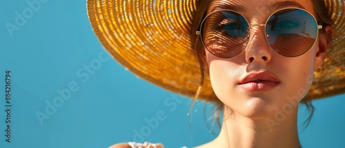 Person wearing a widebrimmed hat and sunglasses, UV Safety Awareness Month, sun protection and style