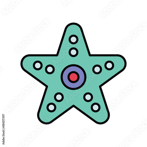 starfish color line icon with white background vector stock illustration