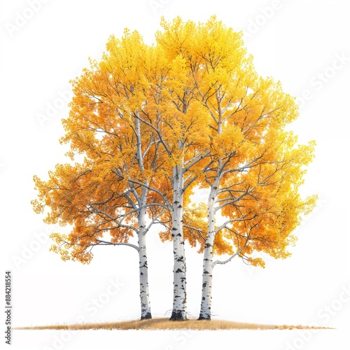 Aspen tree adorned with lush yellow and red leaves in autumn, ideal for showcasing the vibrant beauty and seasonal change of fall.