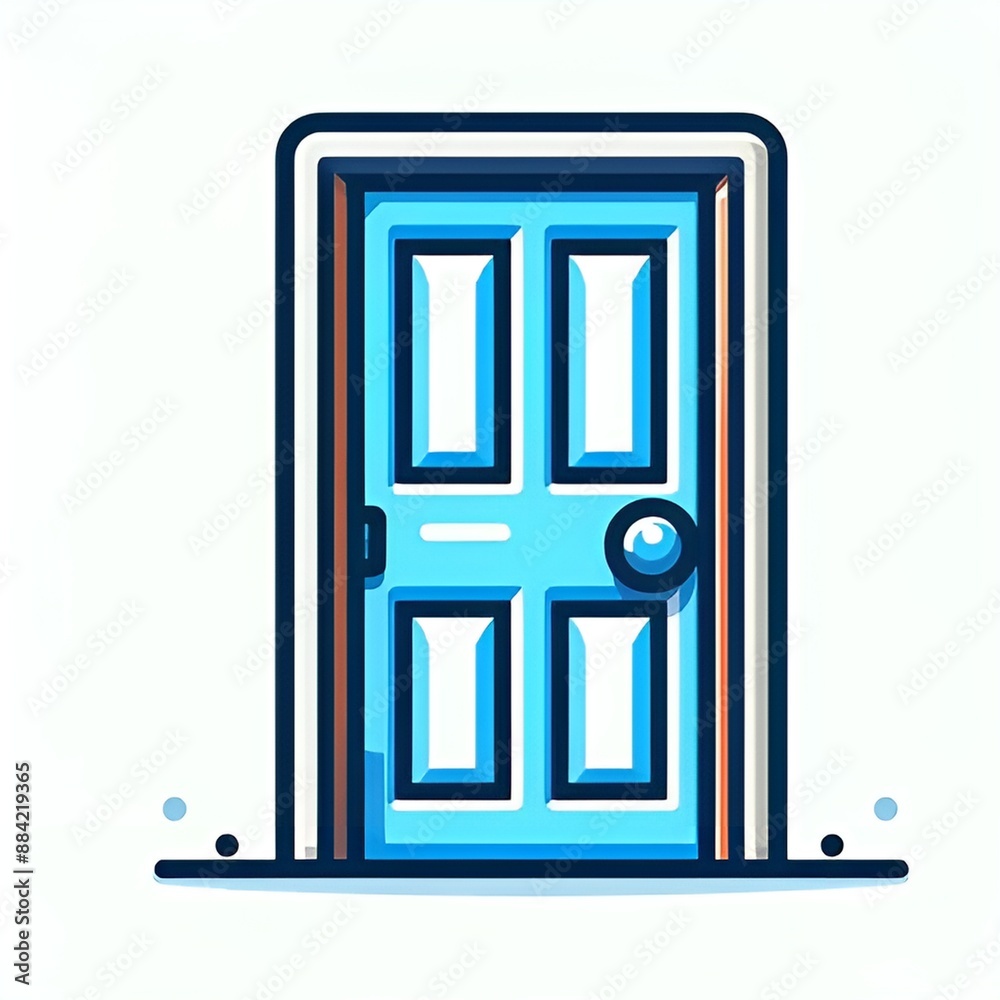 Cartoon style door on a white background, flat colors, in vector style Cartoon style door on a white background, flat colors, in vector style