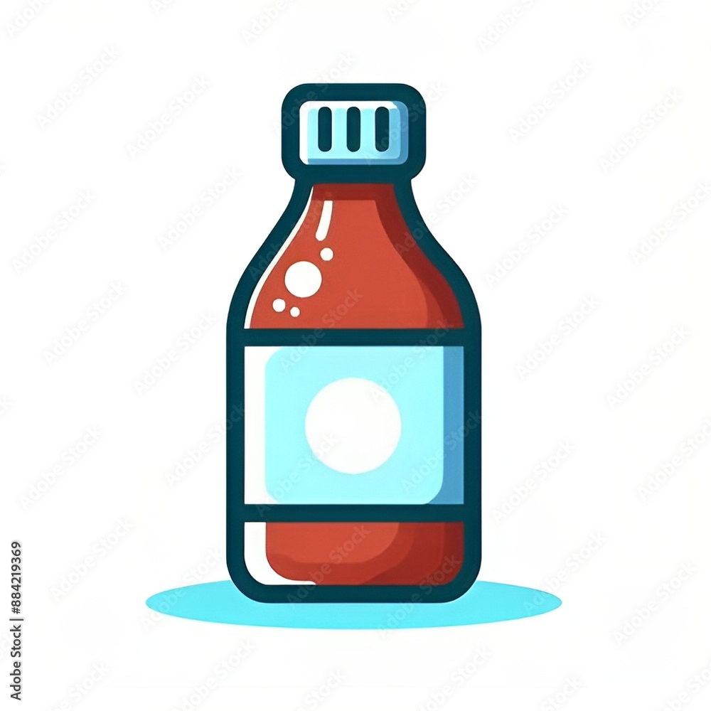 Cartoon style bottle on a white background, flat colors, in vector style Cartoon style bottle on a white background, flat colors, in vector style