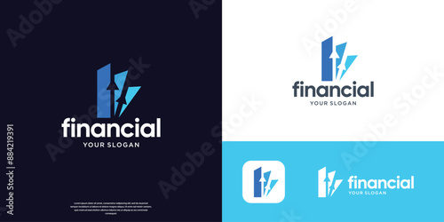 geometric financial logo design with combined silhouette growth arrow up concept.