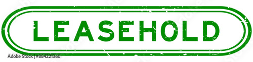Grunge green leasehold word rubber seal stamp on white background