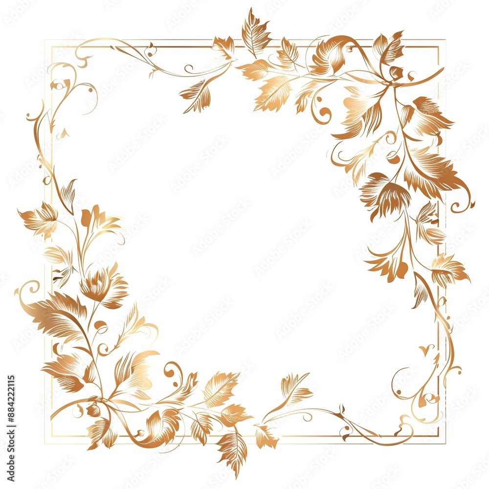 custom made wallpaper toronto digitalA card template designed in gold floral design on white background. Generative ai.