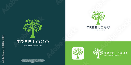 Creative Tree logo design. Garden plant natural symbols template. Vector illustration.
