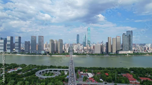 Aerial photography of CBD buildings in Changsha, China photo