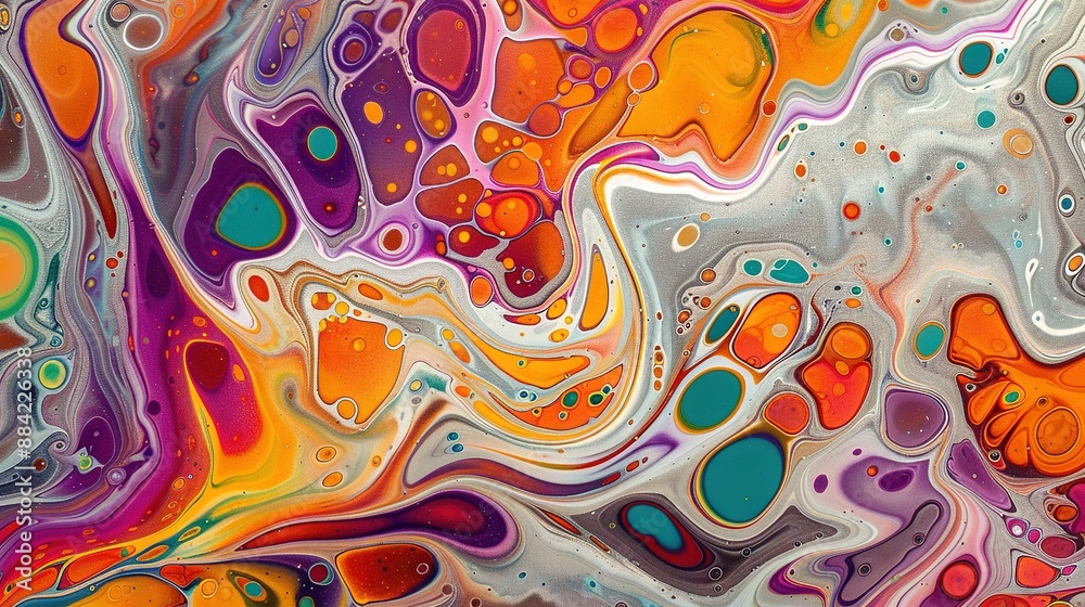 A vibrant abstract depicts a cascade of colored liquids descending a paper surface, topped by a graceful butterfly A vibrant abstract depicts a cascade of colored liquids descending a paper surface, topped by a graceful butterfly