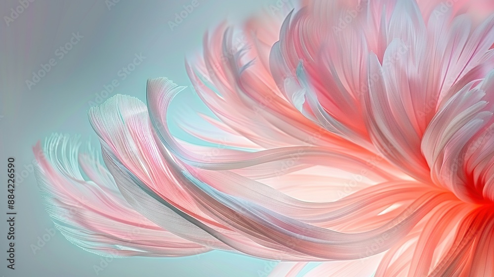 A vivid close-up of a pink and white blossom against a backdrop of blue and pink, with softened petal detail A vivid close-up of a pink and white blossom against a backdrop of blue and pink, with softened petal detail