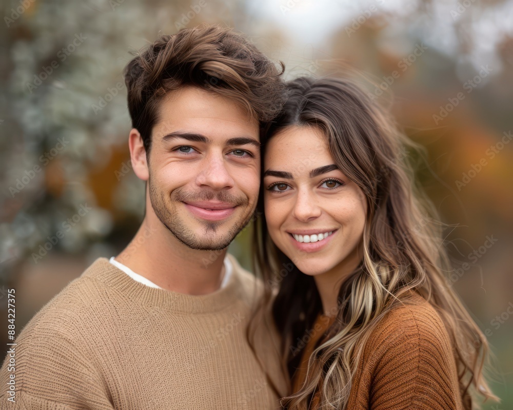 Couple's Romantic Portrait with Lively Expressions, Capturing the Joy and Love in Their Relationship, Perfect for Engagement, Wedding, or Anniversary Photos Couple's Romantic Portrait with Lively Expressions, Capturing the Joy and Love in Their Relationship, Perfect for Engagement, Wedding, or Anniversary Photos