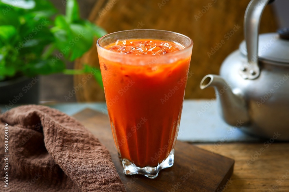 Iced thai tea ,ingredients tea leaves and sweetened condensed milk or sugar Iced thai tea ,ingredients tea leaves and sweetened condensed milk or sugar