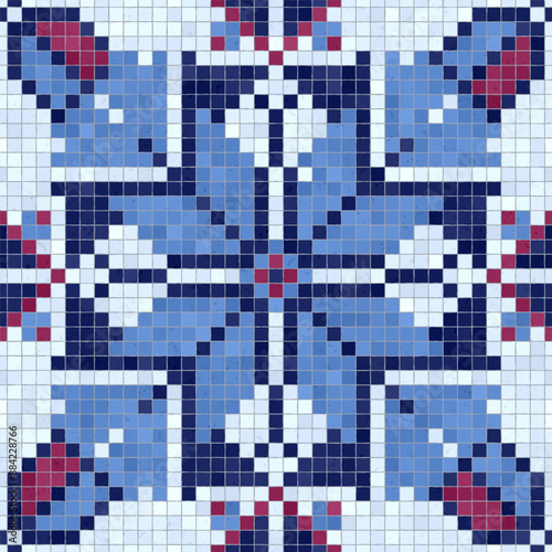 Mosaic tiles  background, seamless vector pattern