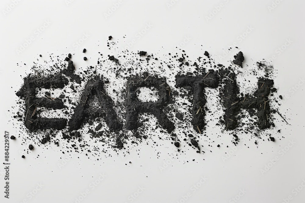 Fototapeta premium Earthy Word Art of Soil Forming the Word Earth