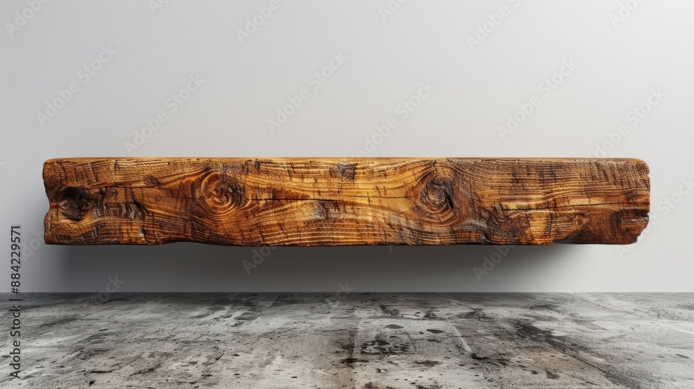 Fototapeta premium A wooden beam isolated on a white background.