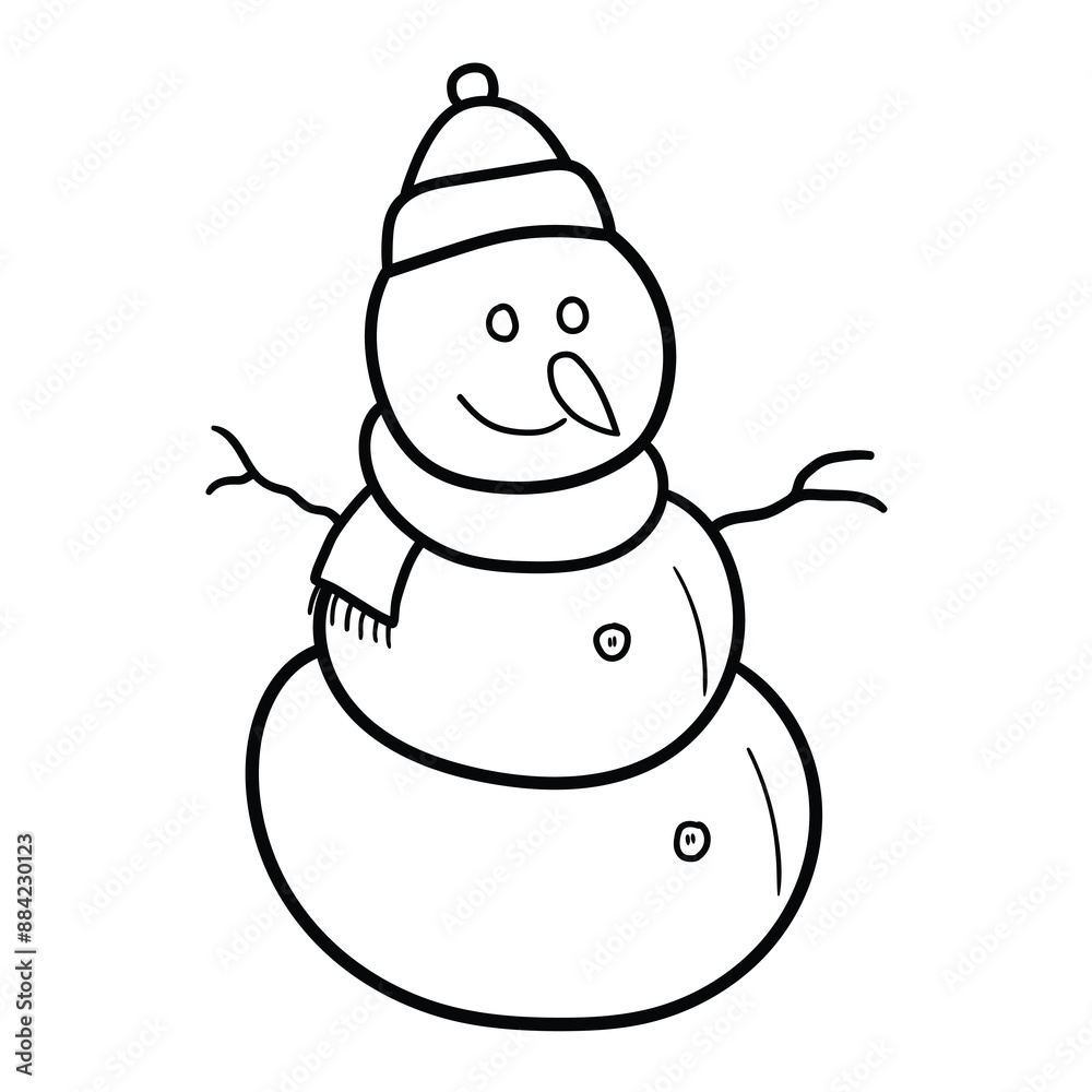 Hand drawn doodle snowman on white background. Hand drawn doodle snowman on white background.