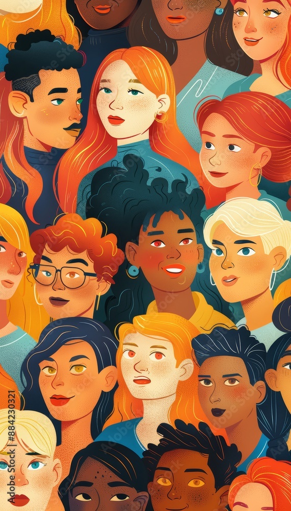 A vibrant and diverse collection of smiling faces, representing the beauty of human unity and individuality. A vibrant and diverse collection of smiling faces, representing the beauty of human unity and individuality.