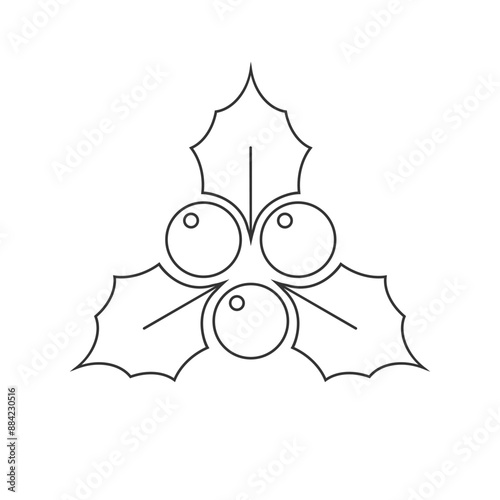 Holly Leaves And Berries Icon. Vector
