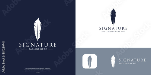 luxury feather logo design template inspiration.