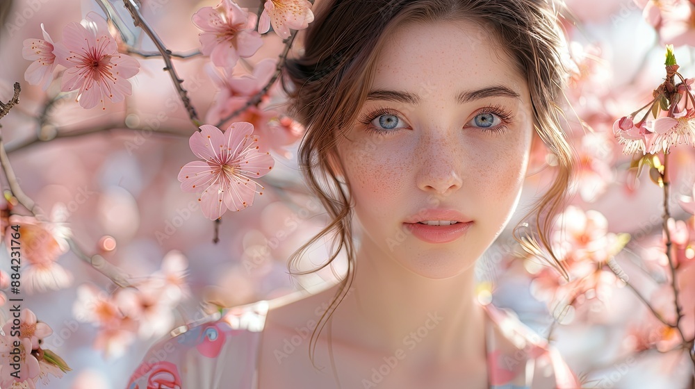 Portrait of a Young Woman in a Cherry Blossom Tree Portrait of a Young Woman in a Cherry Blossom Tree