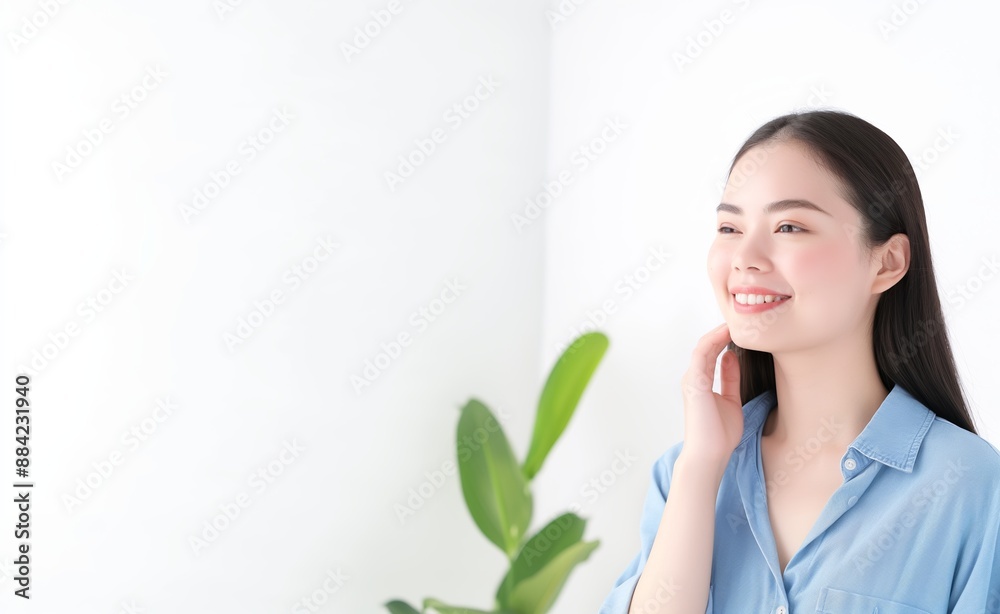 Beauty face. Woman with natural makeup and healthy skin portrait. Skin care, cosmetic concept Beauty face. Woman with natural makeup and healthy skin portrait. Skin care, cosmetic concept