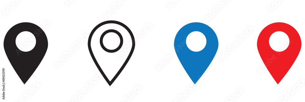 minimal Set of map pin location icons vector icon of simple forms of point of location Location pin icon. Map pin place marker. map pin icon flat vector illustration design. minimal Set of map pin location icons vector icon of simple forms of point of location Location pin icon. Map pin place marker. map pin icon flat vector illustration design.