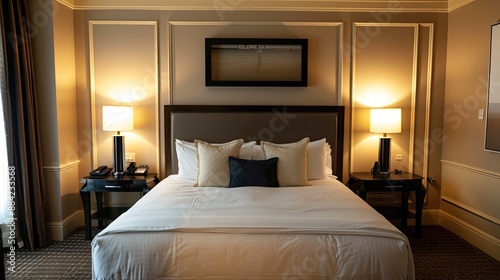 Wallpaper Mural A modern queen bed hotel room no people Torontodigital.ca