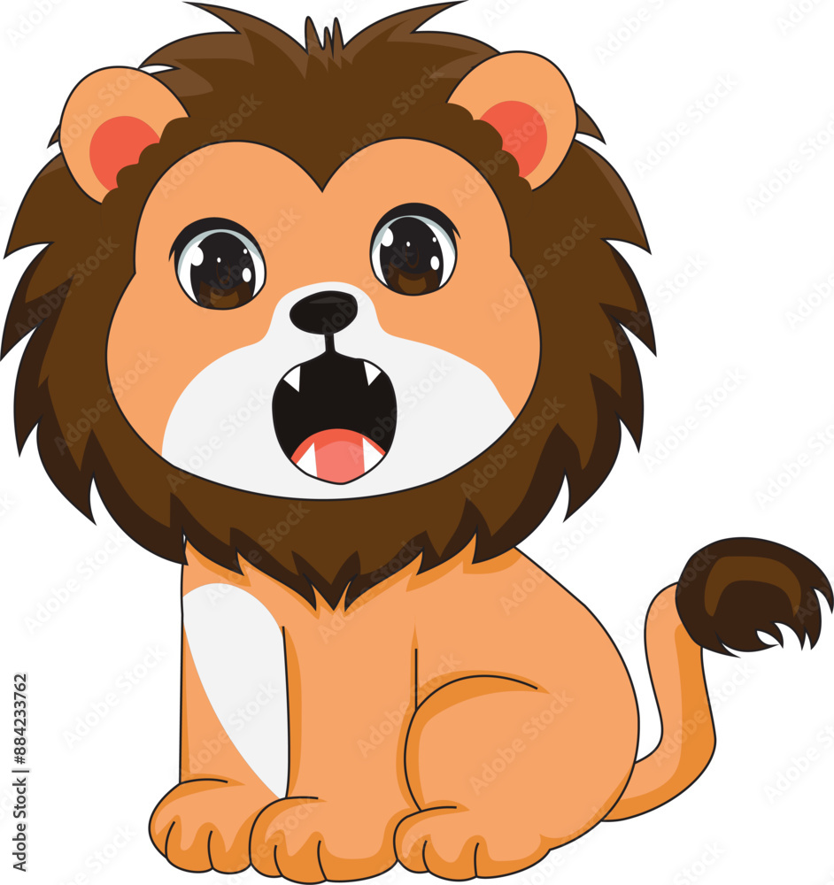 Fototapeta premium Cute baby lion roar vector